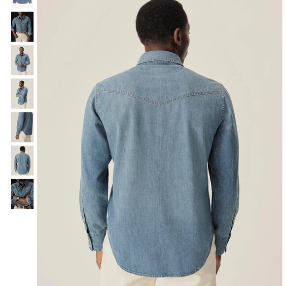 Buck Mason Men's NWT Lubbock Longhorn Japanese Denim Chambray Shirt Size L - Picture 4 of 8